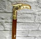 Handmade Brass Designer Eagle Head Handle Brown Wooden Walking Stick Cane Gift
