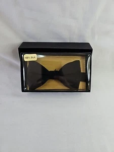 NUOVO! Papillon uomo 100% seta nero papillon a mano piccolo compatto farfalla - Foto 1 di 5