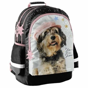 KINDER RUCKSACK SCHULRUCKSACK RANZEN SPORT TASCHE DAYPACK HUND SCHWARZ ROSA GRAU - Bild 1 von 3