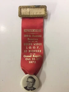 1973 IOOF 129th Session Grand Rapids, Michigan Grand Lodge Pin Ribbon ~ FR19 - Bild 1 von 7