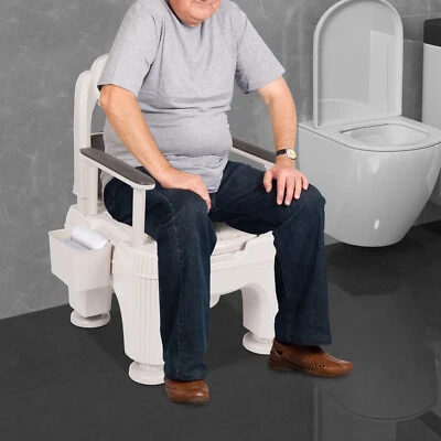 Mobile Toilet Chair 37-52cmAdjustable For Adult Senior Bath Seat Bedside Commode - Image 1 of 4