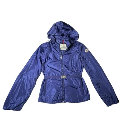 Moncler Gazonette Ruffled Jacket with Hood in Navy Blue Authentic Sz M - Image 1 of 4