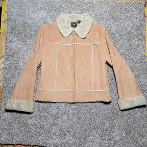ROUTE 66 Faux Fleece Sheepskin Lining & Faux Leather Bomber Jacket Sz.L - Picture 1 of 18