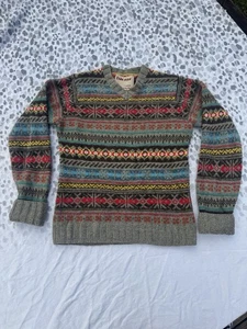 Ezra Fitch Abercrombie & Fitch Fair Isle 100% Lammwolle V-Ausschnitt Pullover Gr. L - Bild 1 von 10