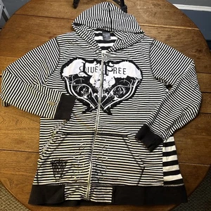 Y2K BLAC Label Premium Striped Full Zip Hoodie Size 3XL Grunge Emo Punk - Bild 1 von 14