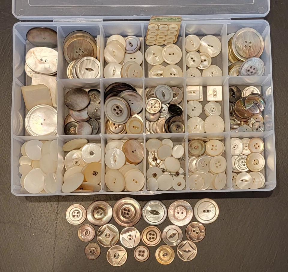 Antiguo Lote Vintage Botones Madreperla 170+ Botones Carcasa +más Foto 1 de 4