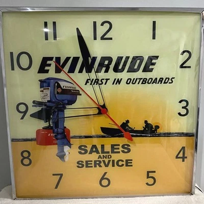 Evinrude Outboard Motors Lighted Advertising Wall Clock Free Shipping Boating - Image 1 of 3