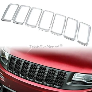 7pcs Chrome Front Grille Trim Ring Insert For Jeep Grand Cherokee 2014 2015 2016 - Picture 1 of 22