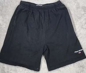 VTG Polo Sport Ralph Lauren Sweat Shorts Mens Large Black Spellout Embroidered - Imagen 1 de 7