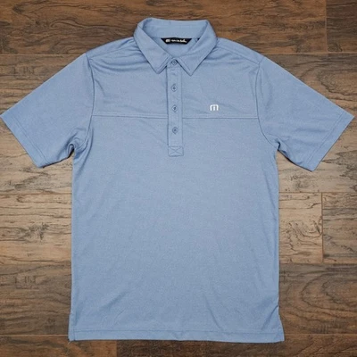 Travis Mathew Mens Small Polo Golf Shirt Logo Light Blue Performance - Image 1 of 4