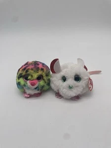 TY Puffies BRIE the Christmas Mouse Stuffed Animal Toy Dotty The Leopard - Picture 1 of 2