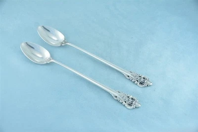 2 colheres de chá geladas Wallace Grande prata esterlina barroca 7-5/8" sem monograma - Imagem 1 de 4