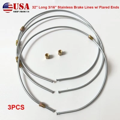 Kit de tubos de freno 32" de largo 3/16" líneas de acero inoxidable con doble destello invertido Foto 1 de 4