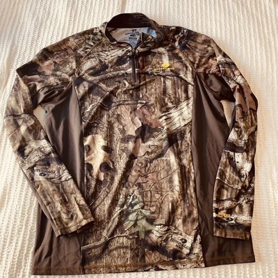 Mossy Oak Shirt Men M Break Up Infinity Scent Factor 1/2 Zip Mock Camo Hunt - Image 1 of 4