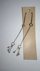 Pendientes de gancho de plata esterlina hechos a mano vintage gemas naturales - NUEVO - Imagen 1 de 2