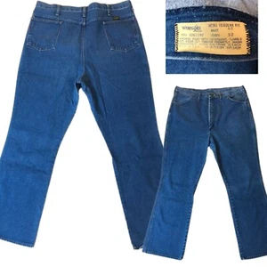 Jeans de mezclilla WRANGLER de colección años 70 para hombre (etiqueta 40x32) reales 39x31,5 EE. UU. 82611NV - Imagen 1 de 23