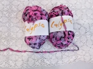 LOT of 6 SWTC "CALYPSO" 1/4"  RIBBON YARN BLACK/SHINY PINK 1 3/4 OZ CHINA - Picture 1 of 3