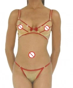 Set reggiseno corto fiocco gomma lattice intimo perizoma mutandine personalizzato - Foto 1 di 5