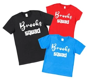 Personalised Family Name Squad Cotton Matching T-Shirts Daddy Mummy Children - Picture 1 of 16