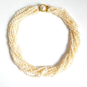Gargantilla Keshi Arroz Genuino Perlas De Colección 9 Soporte Oro Vermeil 17" Difícil de Encontrar - Imagen 1 de 15