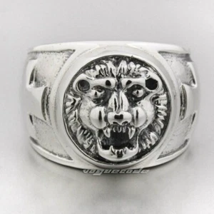 Lion Cross 925 Sterling Silver Rings Biker Punk Jewelry 8S007D US Size 7~15 - Picture 1 of 26