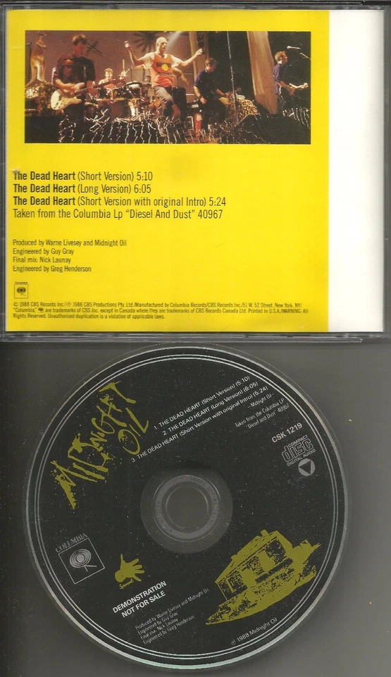 MIDNIGHT OIL The Dead Heart 3TRX w/ RARE MIXES PROMO DJ CD single MINT 1988 - Image 1 of 1