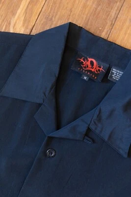 Dragonfly Camp Shirt Medium Black Tribal Embroidered Vintage Y2K Button Down - Image 1 of 4