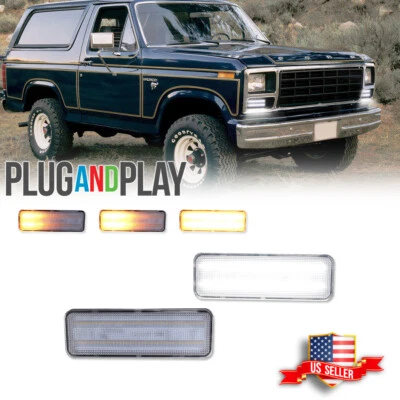 Clear Switchback LED Parking Signal Lights For 80-86 Ford Bronco F150 F250 F350 - Image 1 of 4