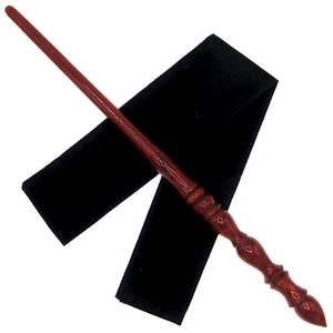 Varita mágica de madera de teca roja clásica de 15,5" torneada a mano bruja mago con bolsa de terciopelo - Imagen 1 de 4