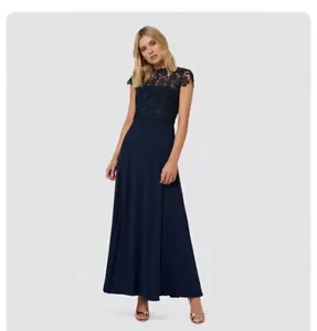 FOREVER NEW SHANAE lace top maxi navy dress bridesmaid/formal size 6, - Picture 1 of 3