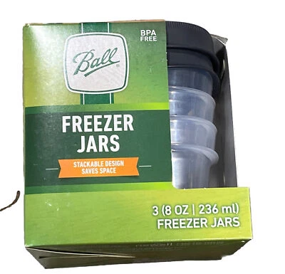 Ball 1/2 Pint Freezer Jar (3-Pack) 1440080102 Ball 8 Oz. BPA Free New - Image 1 of 4