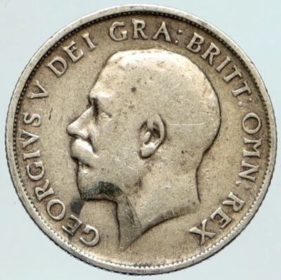 1914 Great Britain UK King George V United Kingdom SILVER SHILLING Coin i105177 - Image 1 of 3
