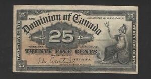 Canada - Old 25 Cents Note - 1900 - P9a (Courtney sign.) VF