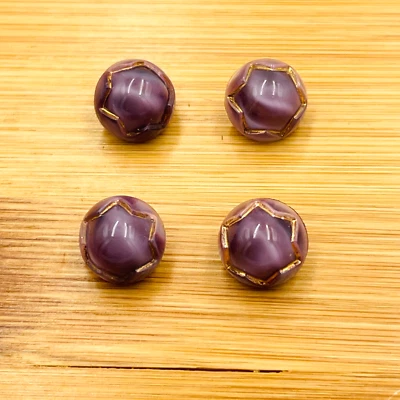 VTG Purple Moonglow Shank Round Dome Gold Lustre Button (Set of 4) Rare Color - Image 1 of 4