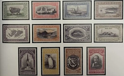 Falkland Islands 1933 Centenary Issue 1/2d - £1 Pound MLH + £1 ‘MUH’ Superb Set! - Image 1 of 4