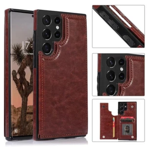 For Samsung Galaxy S24 S23 S22 S21 Plus Ultra 5G Flip Leather Cover Wallet Case - Picture 1 of 22