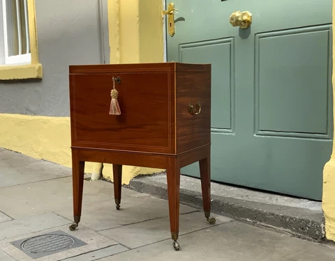 Quality 19th Century Sheraton Inspired Mahogany Inlaid Wine Cellarette c1820 Cover