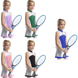 Kid Girls Tops With Skirt Exercise Athletic Color Block Outfit Sleeveless Tank - Picture 1 of 63