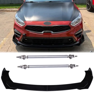 Front Bumper Chin Lip Spoiler Splitter + Strut Rods For Kia Forte Koup 2010-2017 Foto 1 de 4