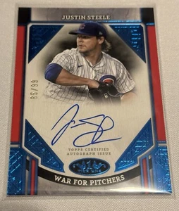 2024 Topps Tier One Advanced Stats Stars Auto Blue Foil JUSTIN STEELE /99 CUBS - Picture 1 of 2