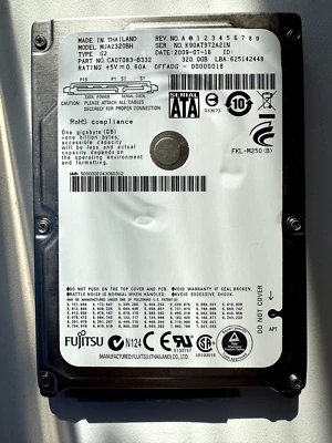 Fujitsu MJA2320BH 320GB 2.5” SATA Laptop Hard Drive 5400RPM CA07083-B332 - Image 1 of 2