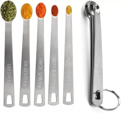 Juego de cucharas medidoras, incluye 1/4 cucharadita, 1/8 cucharadita, 1/16 cucharadita, 1/32 cucharadita, 1/64 cucharadita, Foto 1 de 3