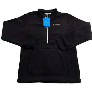 Columbia Youth Boys Girls Sherpa Pullover Sweater Size L (14-16) Black Half Zip - Picture 1 of 8