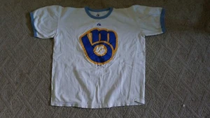 Milwaukee Brewers Ball Glove Logo XL T-Shirt MLB Majestic Q5 - Picture 1 of 8