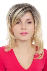 Perücke Damen Damenperücke lang blond dunkelbraun gesträhnt Scheitel Diva 45 cm - Bild 1 von 3