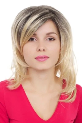 WIG ME UP Perücke Damen Damenperücke lang blond dunkelbraun gesträhnt Scheitel Diva 45 cm