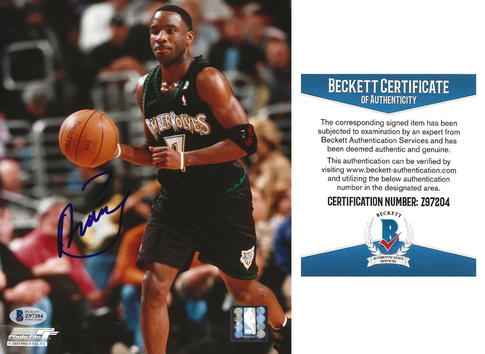 Foto firmada por Terrell Brandon Minnesota Timberwolves baloncesto 8x10 Beckett certificado de autenticidad Foto 1 de 4