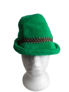 Vintage Bright Green Tyrolean / alpine Fedora like style hat w/ ear flaps - Picture 1 of 10