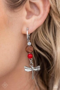 🩷 Paparazzi: Take Bead ~ Red Hoop Earring - Picture 1 of 3