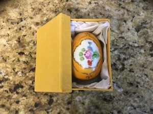 Limoges France Porcelain Yellow Floral Egg Trinket Box - Picture 1 of 5